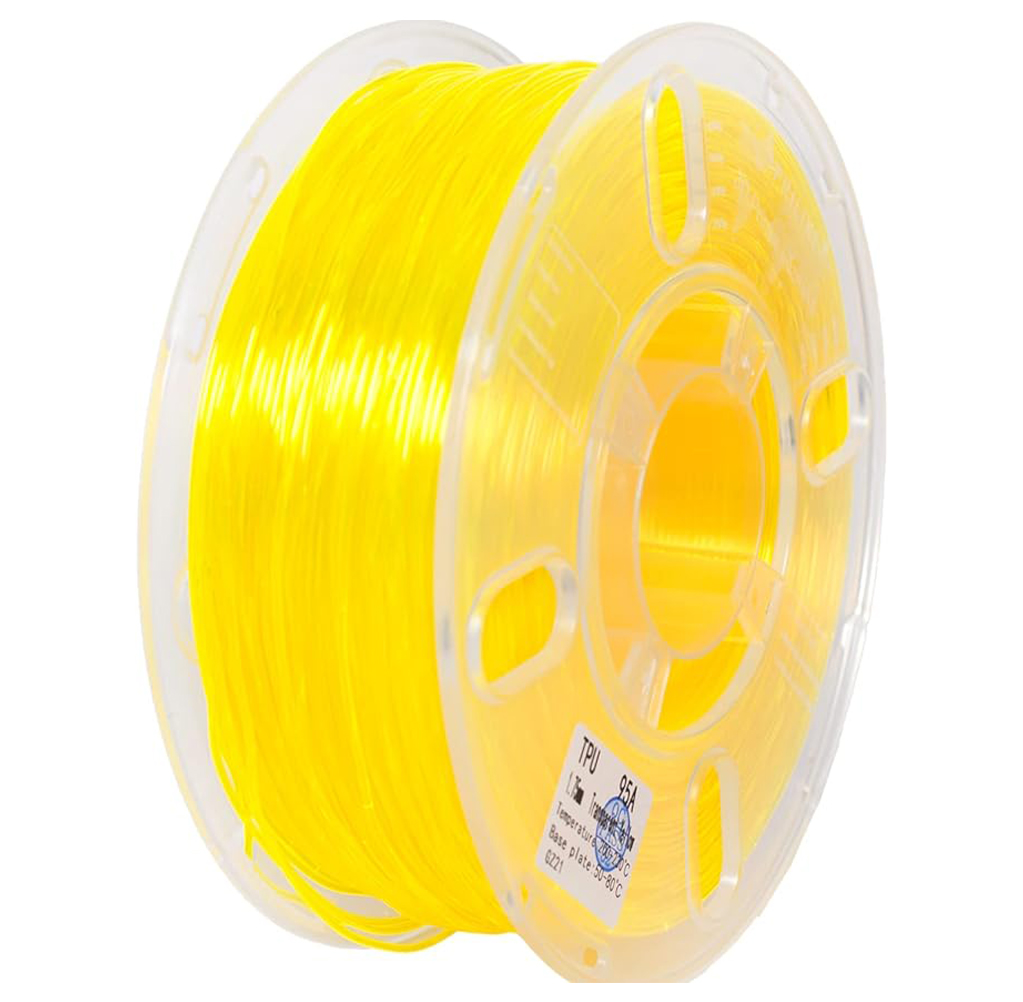 TPU Filament,PRILINE High Flow/High Speed Printing 95A TPU Flexible Soft 3D Printer Filament 1KG 1.75mm Spool,Support Fast Printing, Translucent Yellow